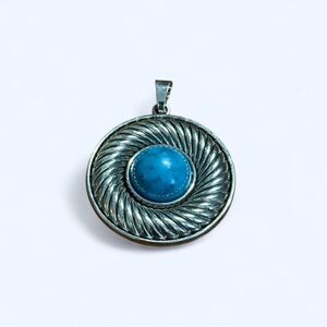 Vintage Turquoise Metal Pendant